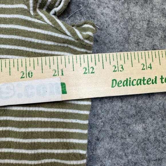 American Eagle T Shirt Womens XL Green Striped Ribbed Crop Top Lettuce Hem - Picture 7 of 8